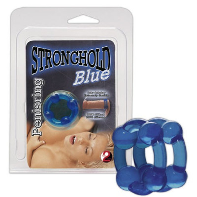 DOPPIO ANELLO FALLICO IN SILICONE \"STRONGHOLD\" BLU